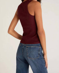 Z Supply Sirena Rib Tank in garnet - women's tank top - detail view