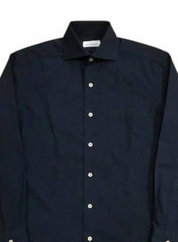 Gherardi Men's Long Sleeve Button Up Shirt in navy - men's long sleeve top - detail view