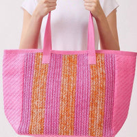 3Am By H&D Accessories - Women's Nautical Stripe Paper Straw Tote Bag