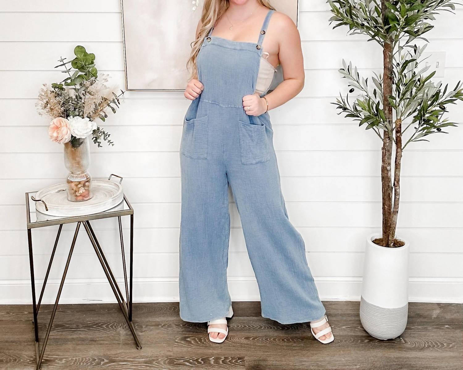 Heyson - Trip To The Garden Cotton Wide Leg Overalls