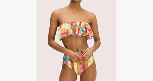 Kate Spade - Garden Plaid Ruffle Bandeau Bikini Top