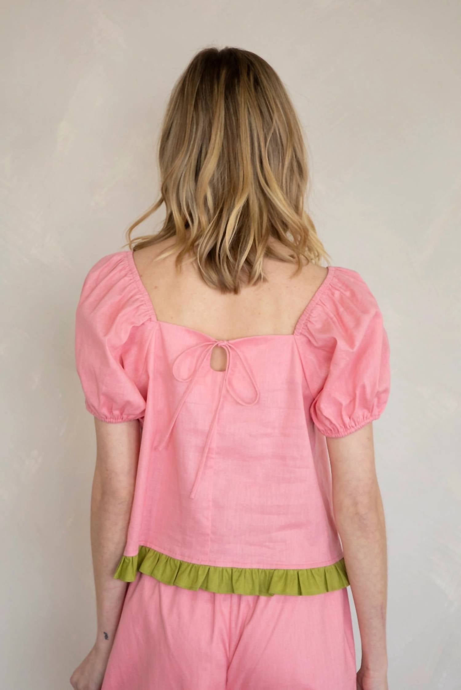 Things Between Women's Isadora Top in pink thyme - women's blouse - detail view