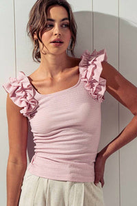 Trend:Notes - Ruffled Scrunchy Shoulder Top