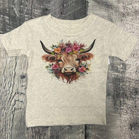 Bratti Mati - Toddler Highland Cow Flowers Tee