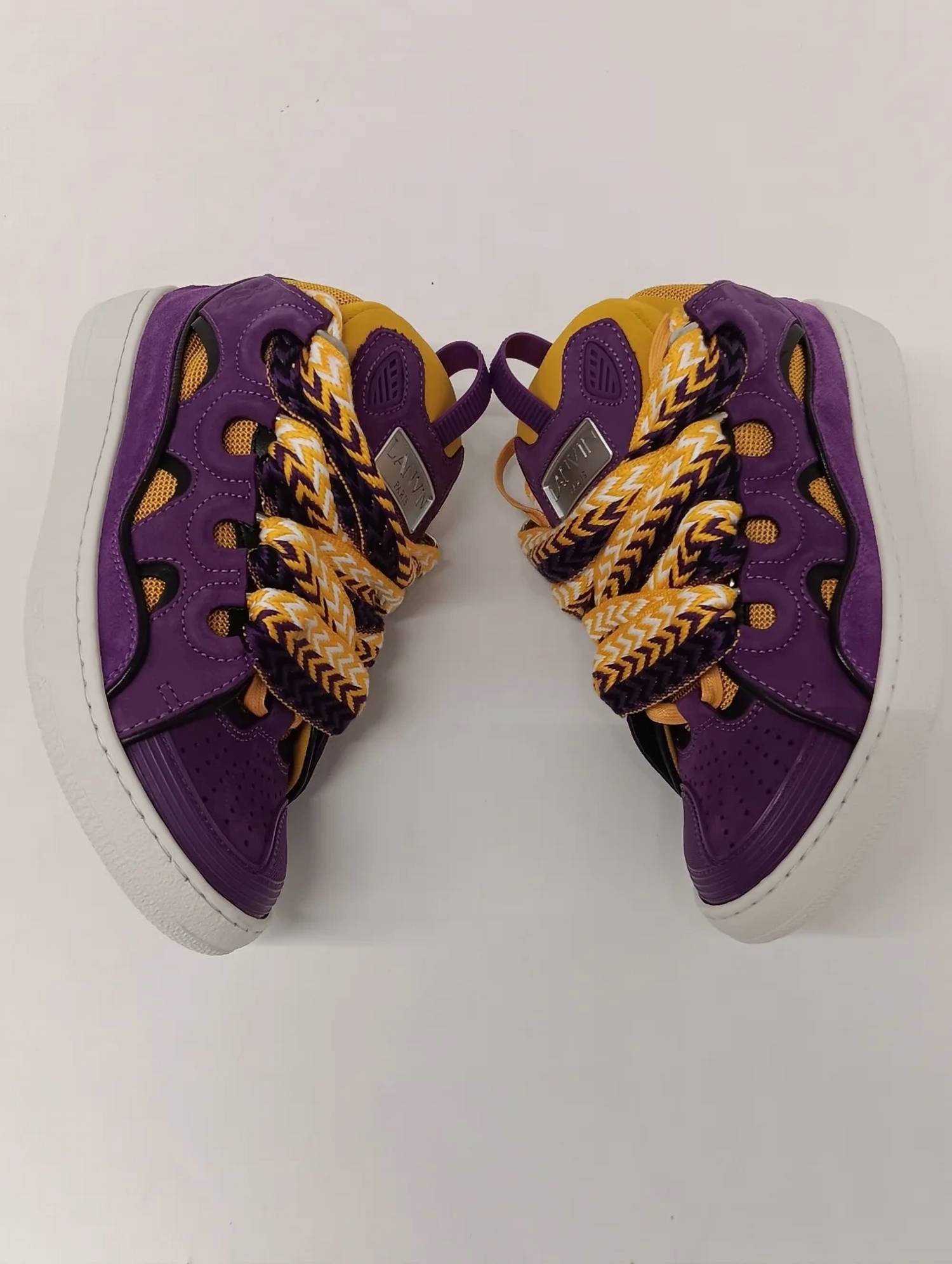 LANVIN Women's Curb Chunky Low Top Sneakers in purple yellow - women's sneaker - view 4