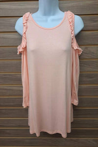 Sweet Claire - Women's Cold Shoulder Ruffle Sleeve Top