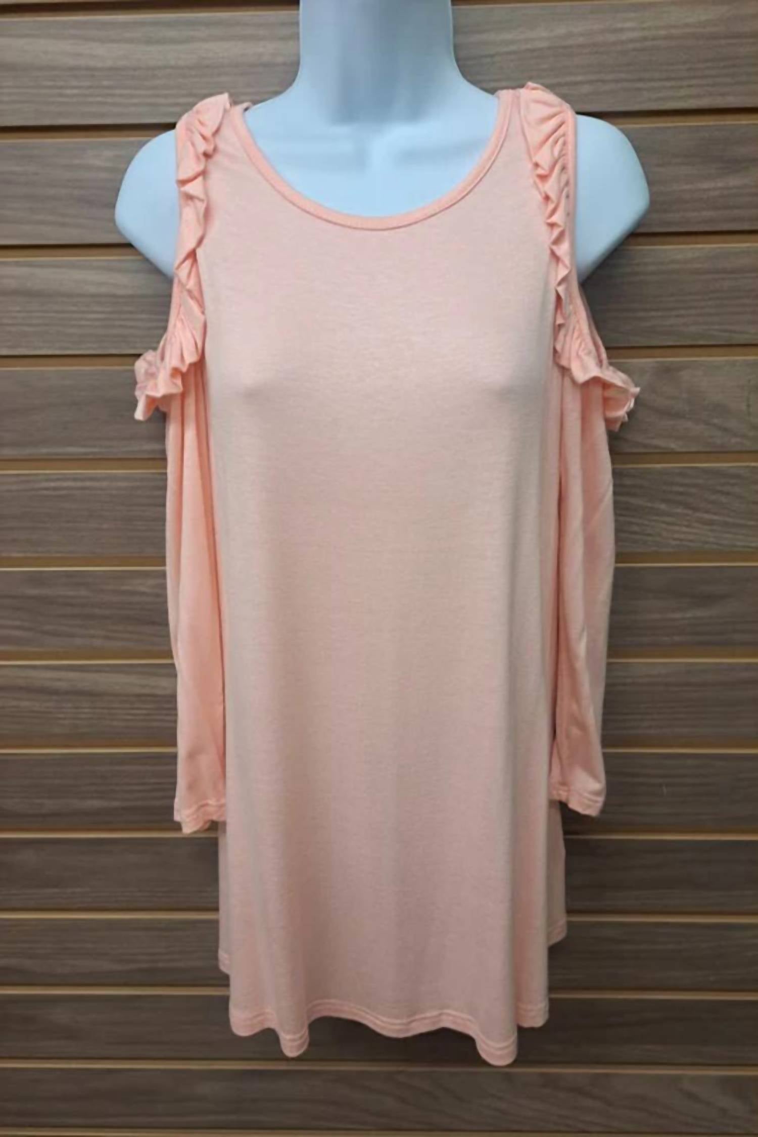 Sweet Claire - Women's Cold Shoulder Ruffle Sleeve Top