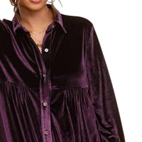 La Miel - Velvet Mini Shirt Dress