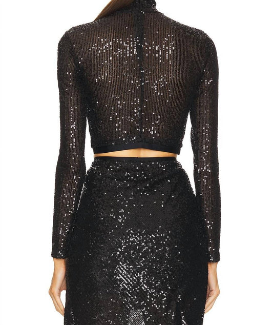 Enza Costa - Sequin Cropped Long Sleeve Top
