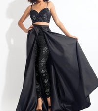 Rachel Allan - Lace Embroidered Ensemble With Matte Satin Overskirt