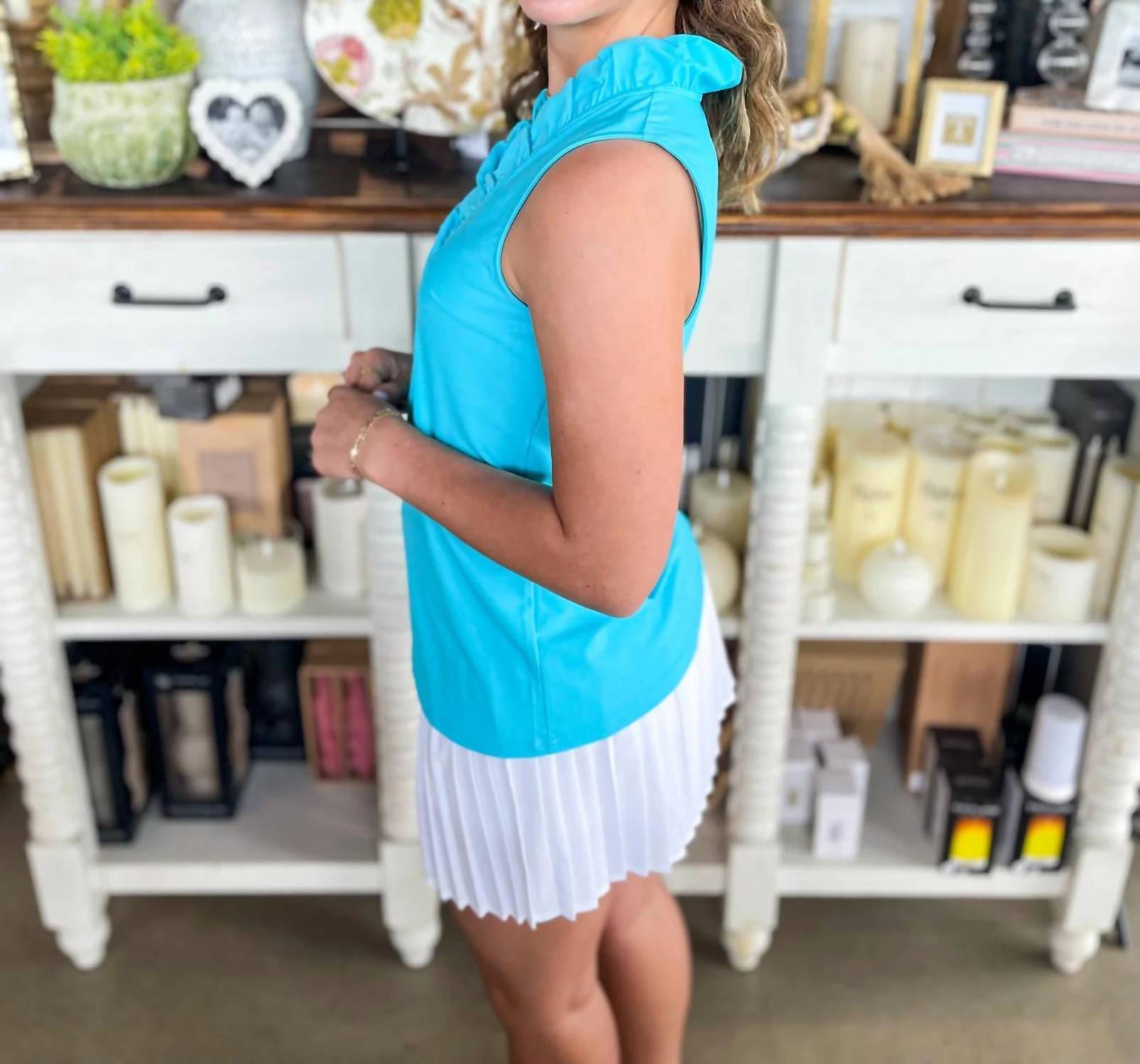 Aryeh - Evelyn Ruffle Neck Sleeveless Top