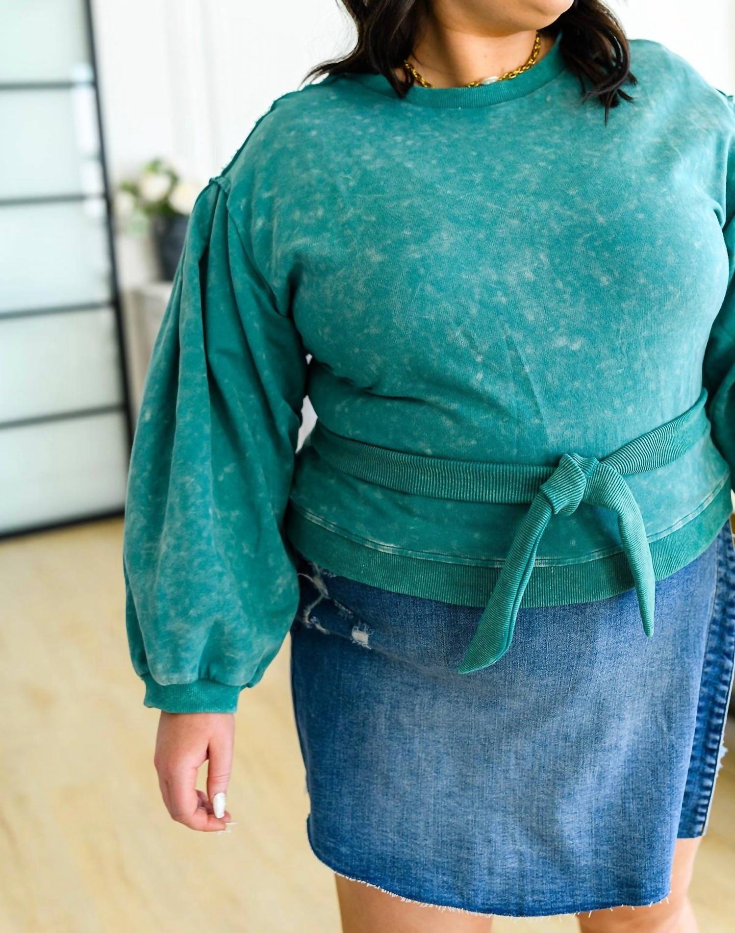 Sew In Love - Tied Up In Cuteness Mineral Wash Sweater