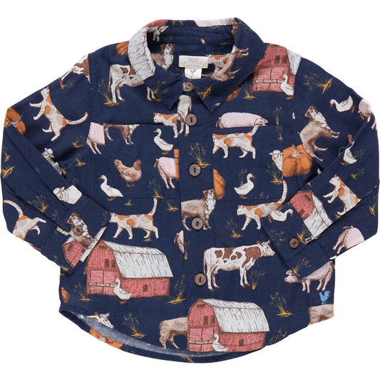 Pink Chicken - Boy's Classic Long Sleeve 2-pocket Shirt