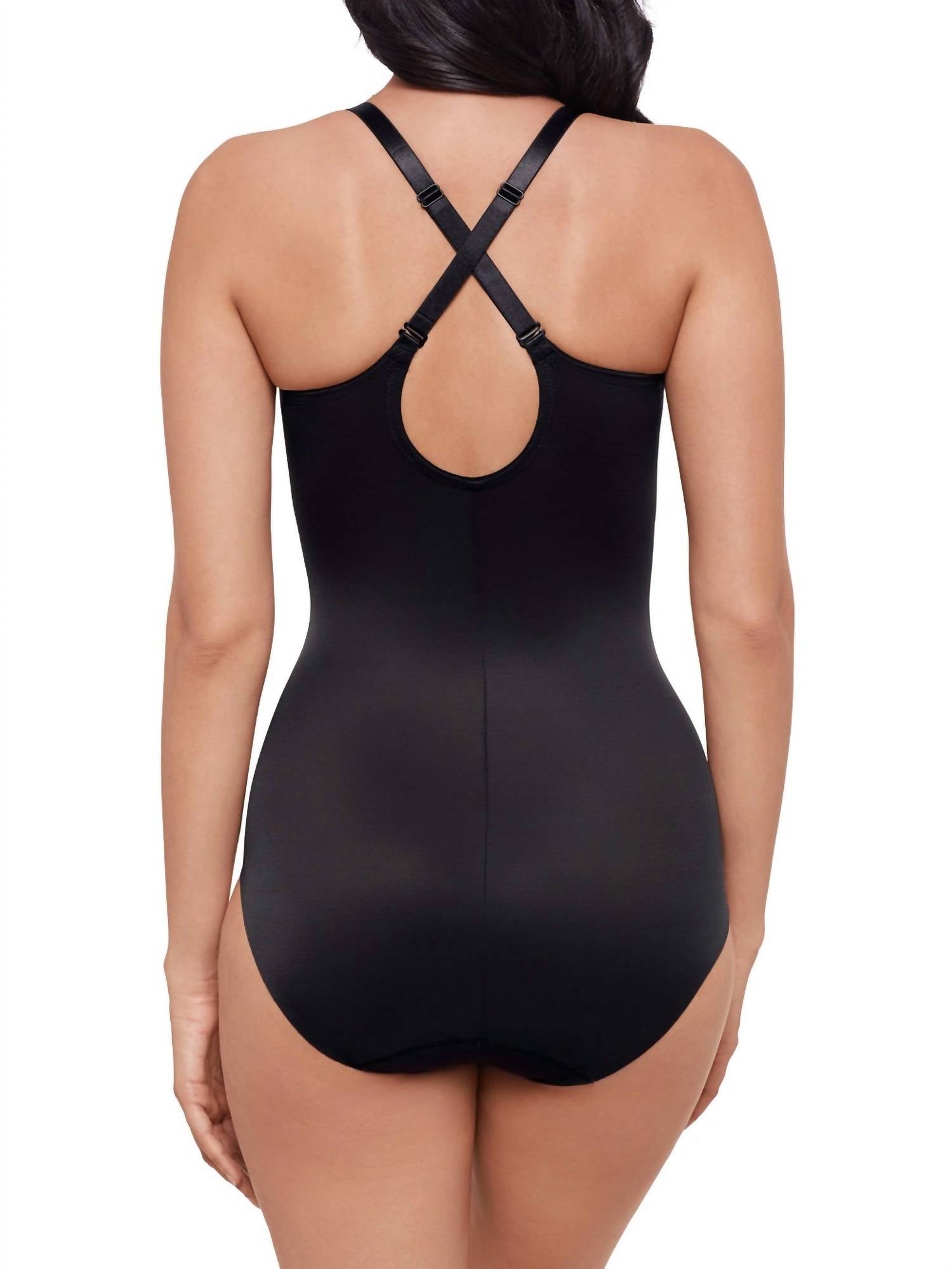 Miraclesuit Sexy Sheer Shaping Padded Cup Bodysuit in black - women's shirt - alternate view