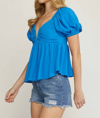Entro - Bubble Sleeve Babydoll Top