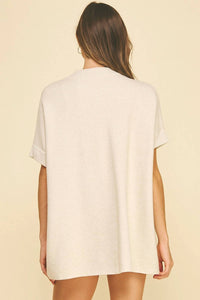 PINCH Open Front Knit Cape Cardigan in cream - women's cardigan - detail view