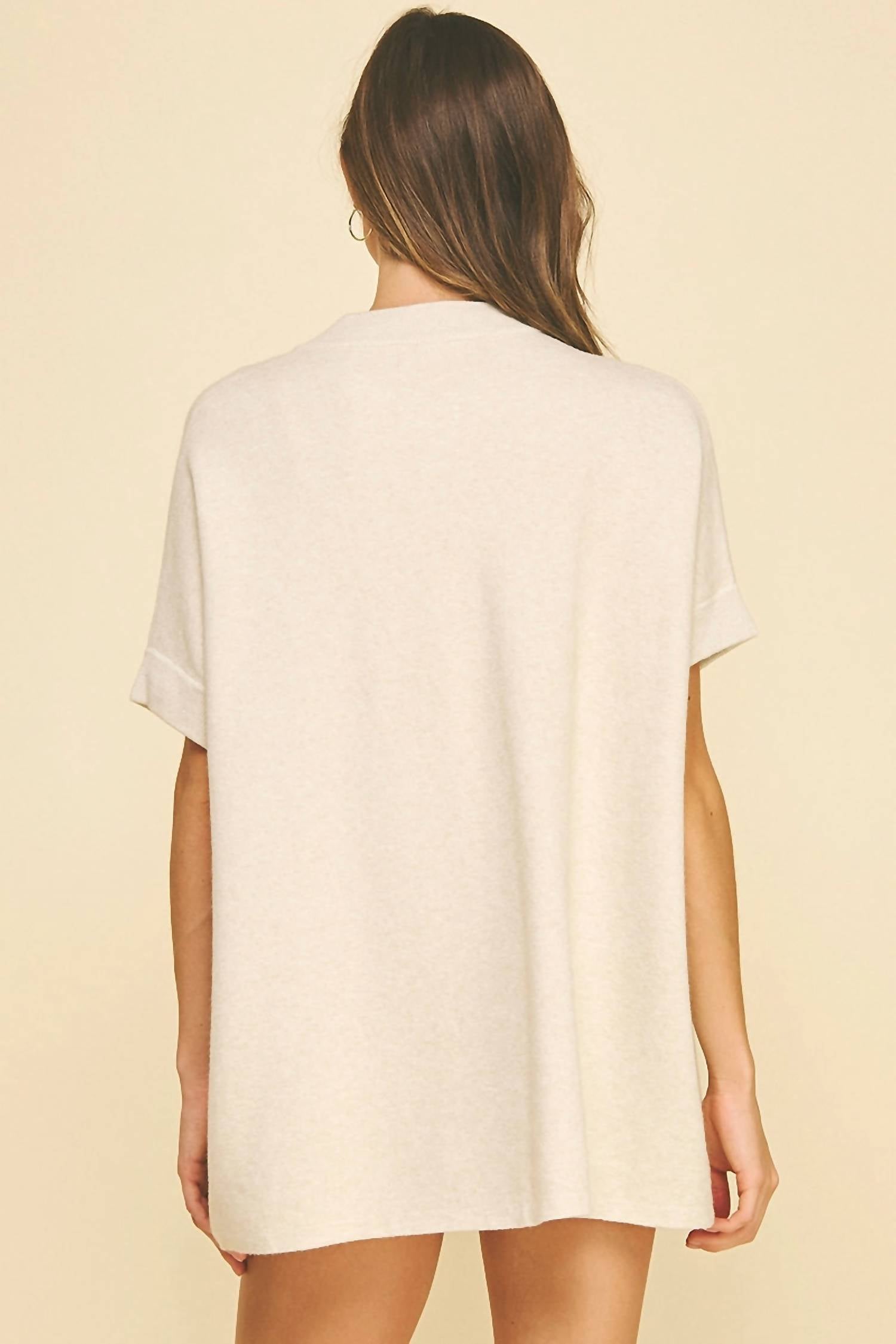 PINCH Open Front Knit Cape Cardigan in cream - women's cardigan - detail view