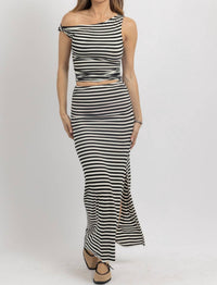 Sky To Moon - SHIRRED SHOULDER STRIPE SKIRT SET