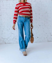 Sage The Label - CADDIE COLLARED STRIPE SWEATER