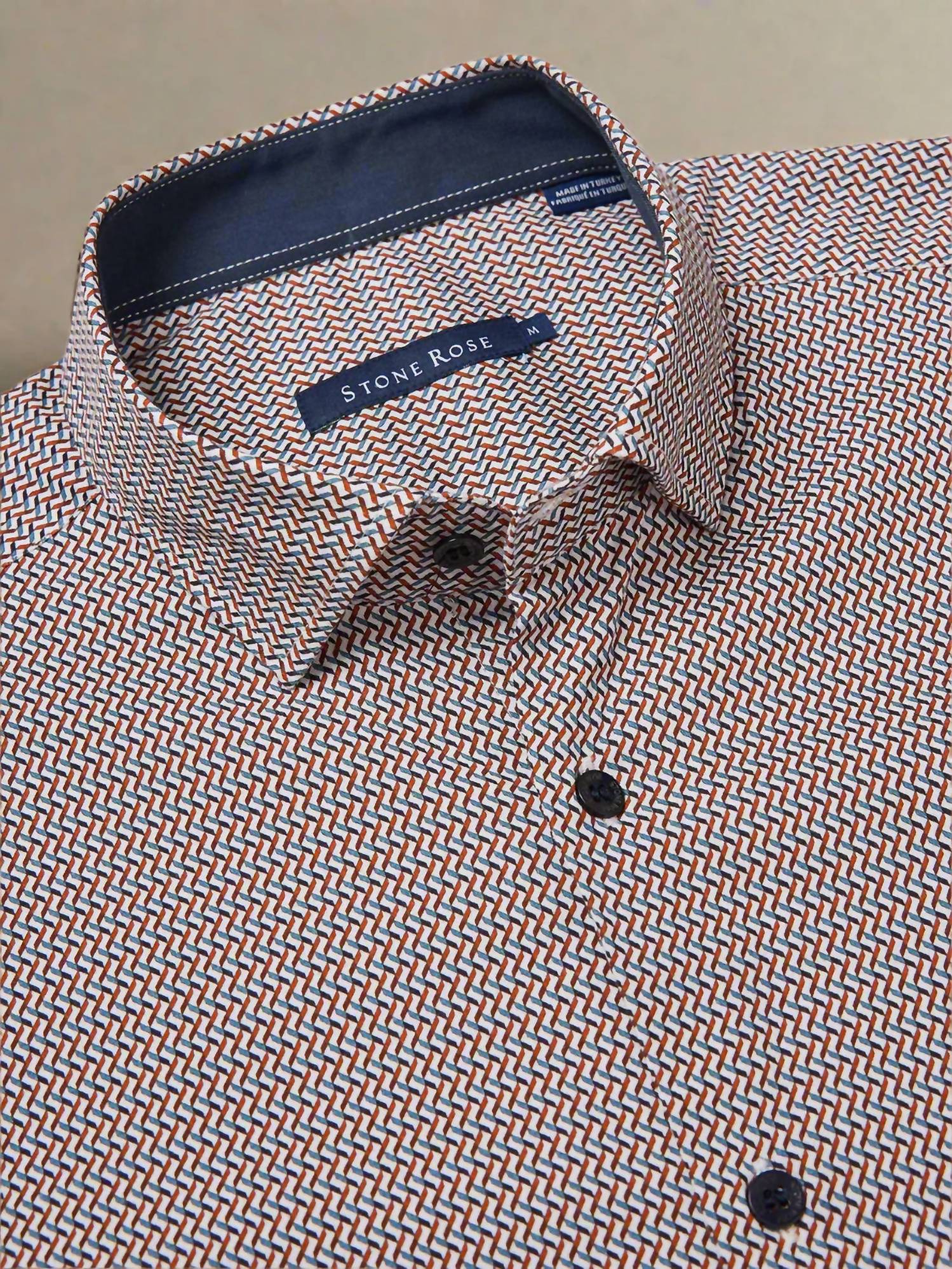 Stone Rose - Printed Micro Weave Long Sleeve Shirt