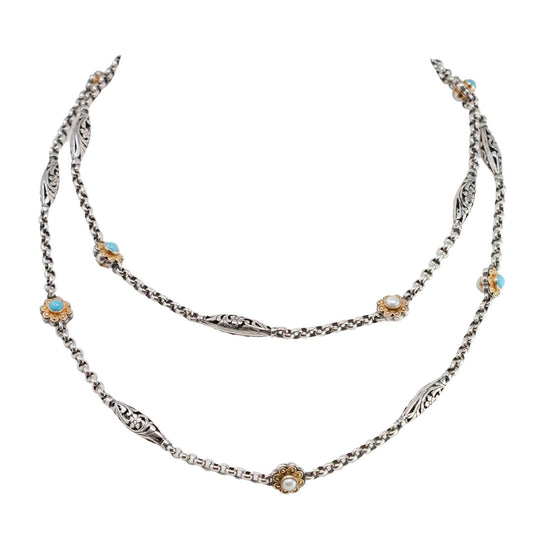 Konstantino - Women's Sleeping Beauty White Pearl Necklace