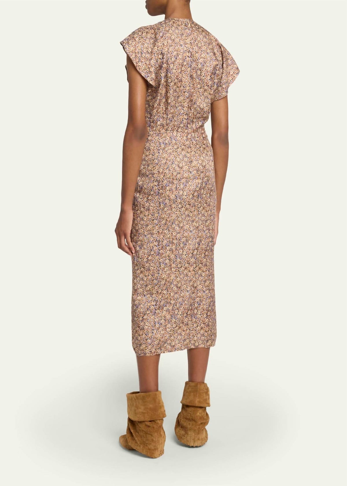 Isabel Marant - Lyndsay Floral Satin Flutter Sleeve Midi Dress