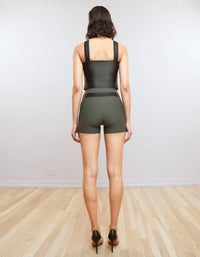 HEROINE SPORT Nova High-support Performance Shorts in sage - women's shorts - detail view