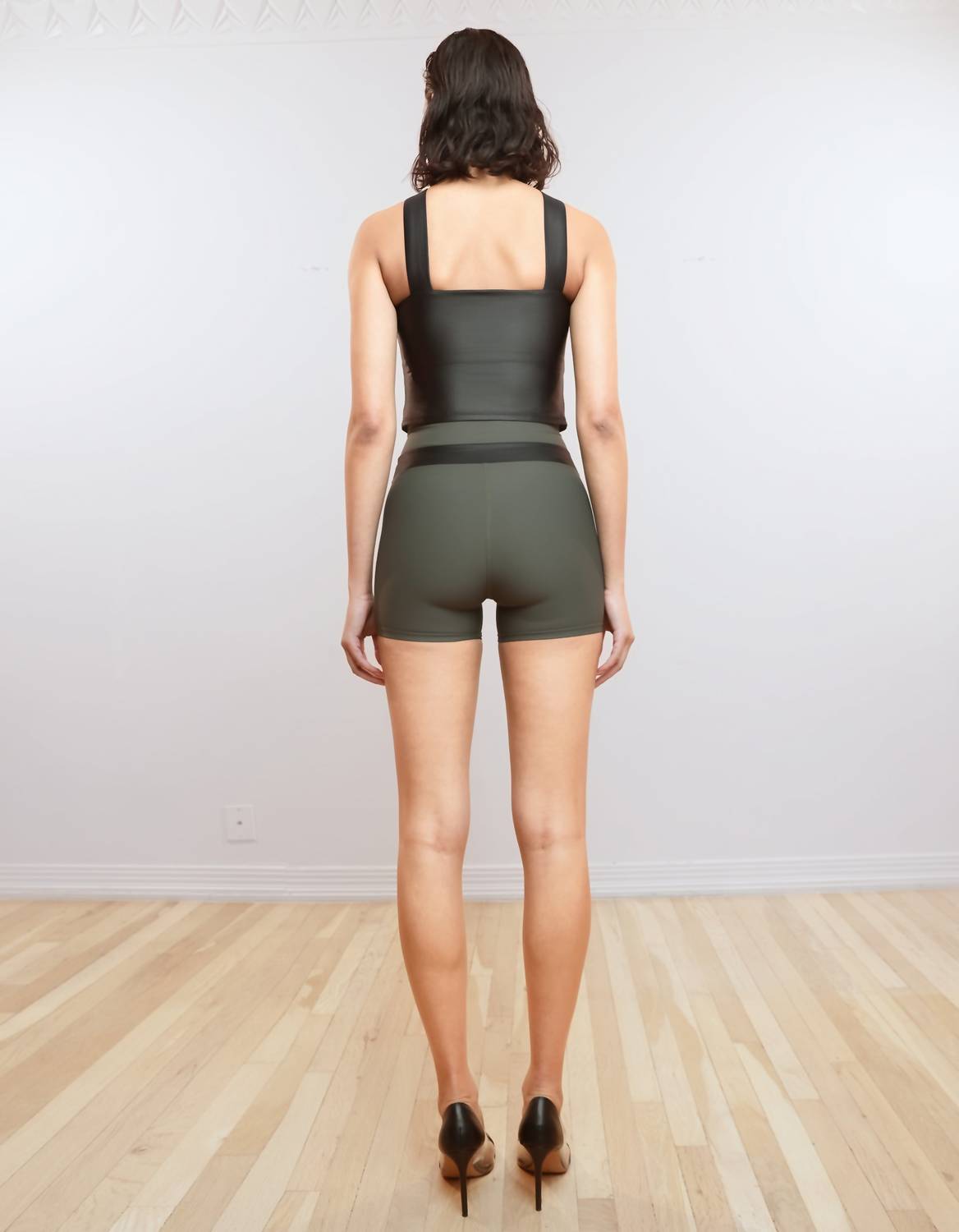 HEROINE SPORT Nova High-support Performance Shorts in sage - women's shorts - detail view