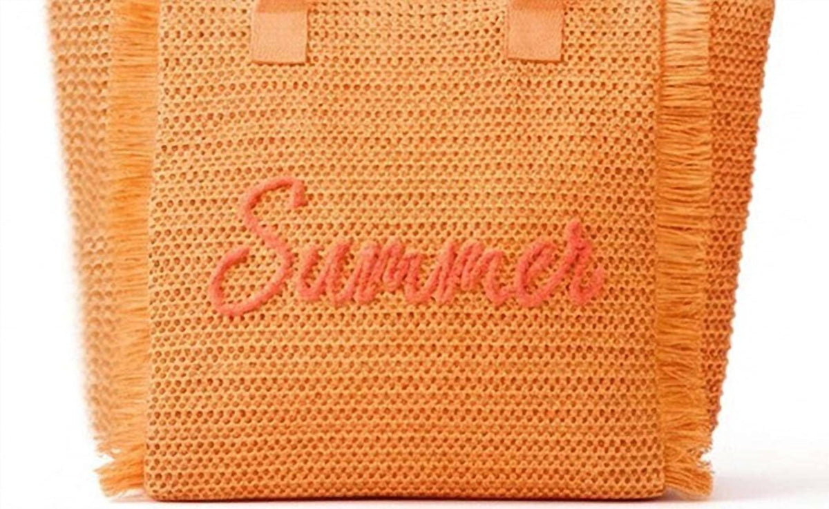 3Am By H&D Accessories - Women's Woven Straw Fringe With Summer Embroidery Tote Bag