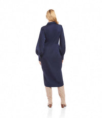 Karen Kane - Savannah Twist Front Sateen Midi Dress