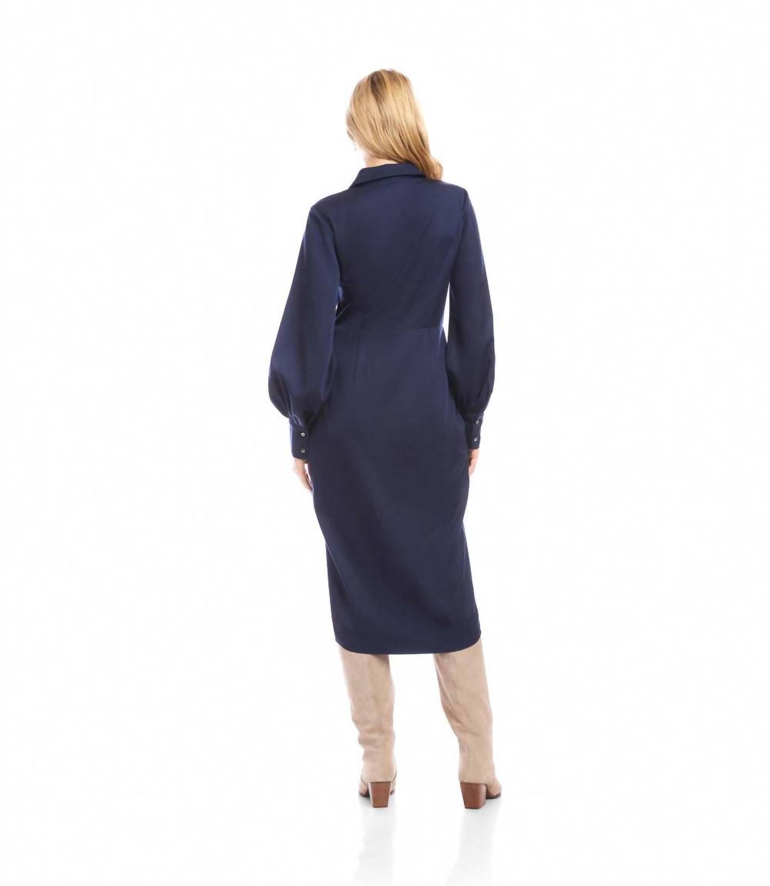 Karen Kane - Savannah Twist Front Sateen Midi Dress