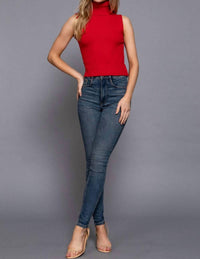 Active Basic - Sleeveless Turtle Neck Sweater Top
