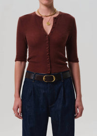 Citizens of Humanity Tabitha Refined Fit Cardigan in torrone - women's cardigan - detail view