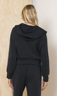 Vintage Havana Victoria Zip Up Hoodie in black with grey - women's top - detail view