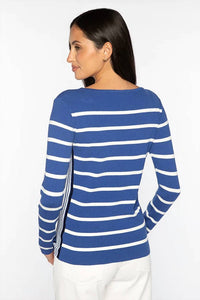 Kinross - Rib Stripe Boatneck Sweater
