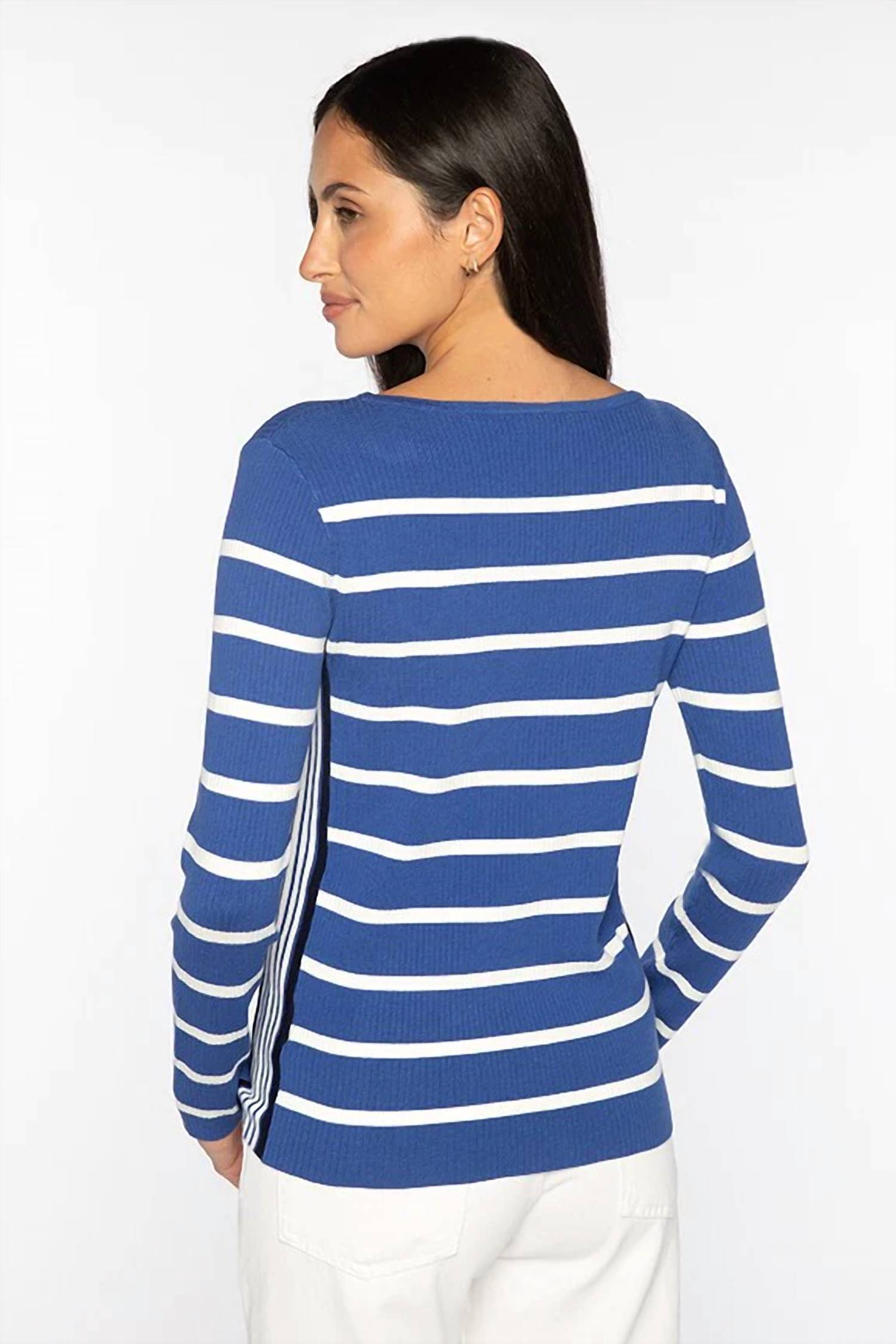Kinross - Rib Stripe Boatneck Sweater