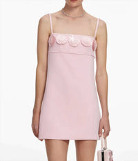 Self-Portrait - Crepe 3d Sequin Flower Mini Dress