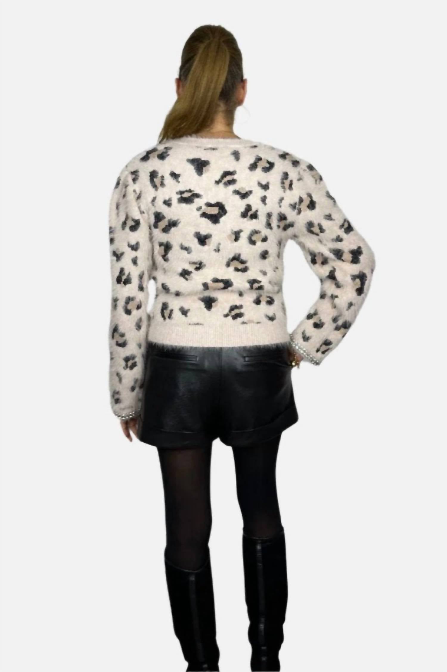 Pho Firenze - Knit Cardigan With Diamond Appliqué