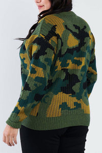 11 Degrees - Army Camo Knit Relaxed Fit Sweater