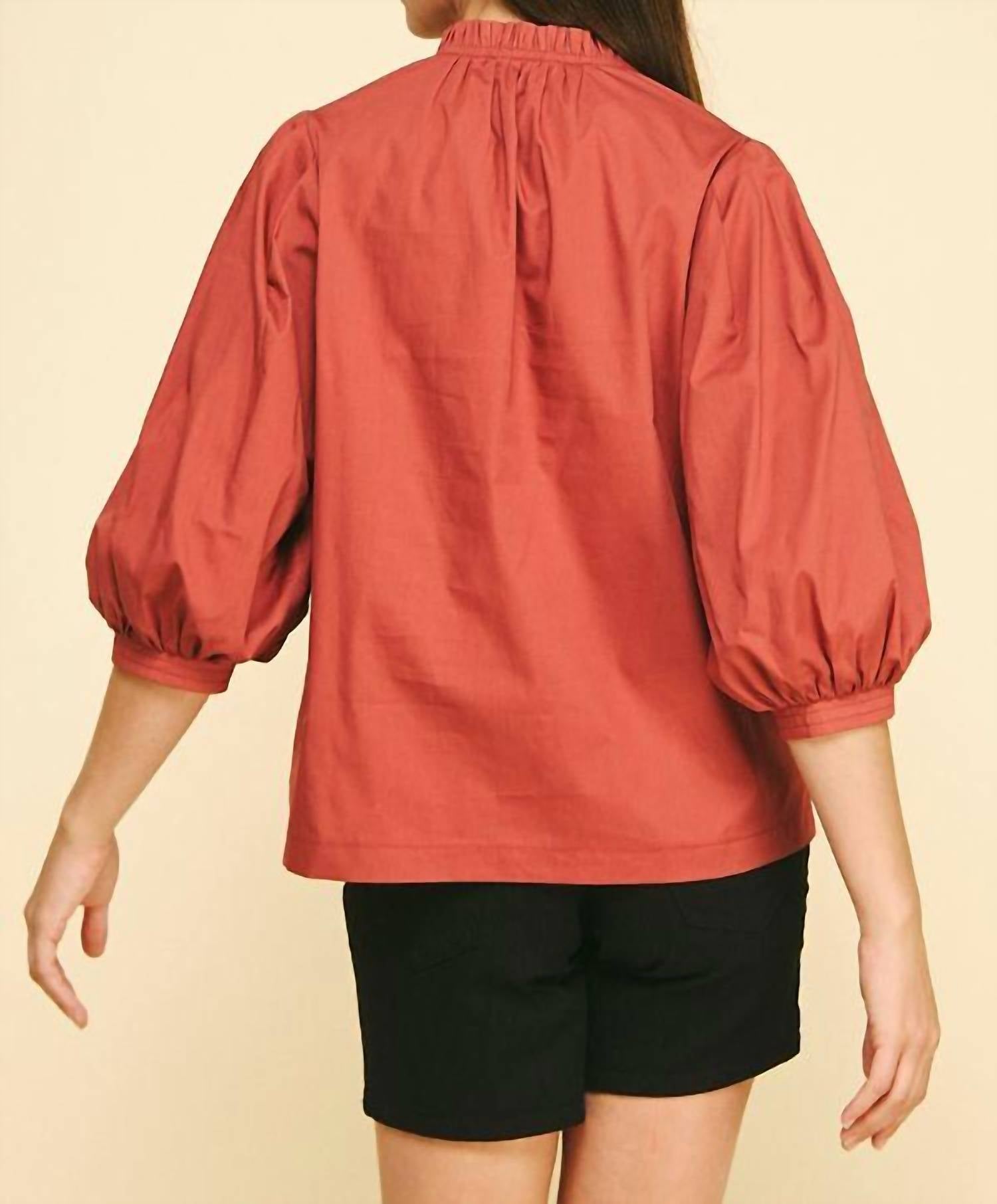 Pinch - Ruffle & Ready Mockneck Blouse