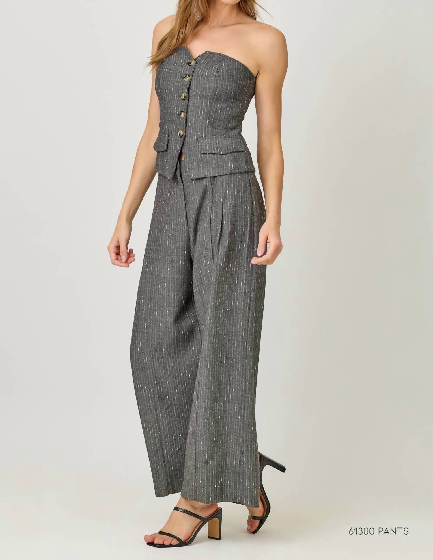 Mystree - Sparkling Pinstripe Strapless Suit Top