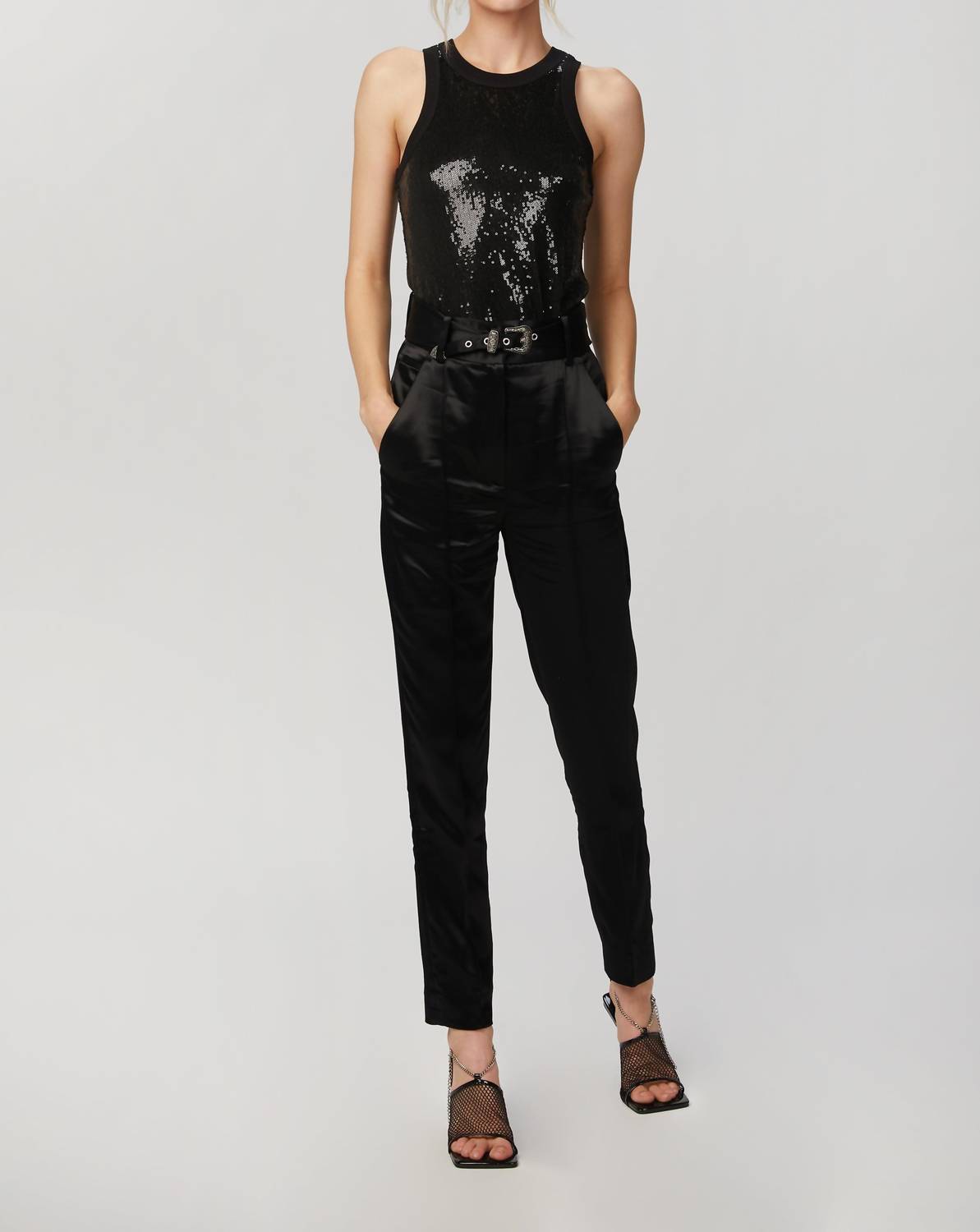 FITTED SATIN PANTS