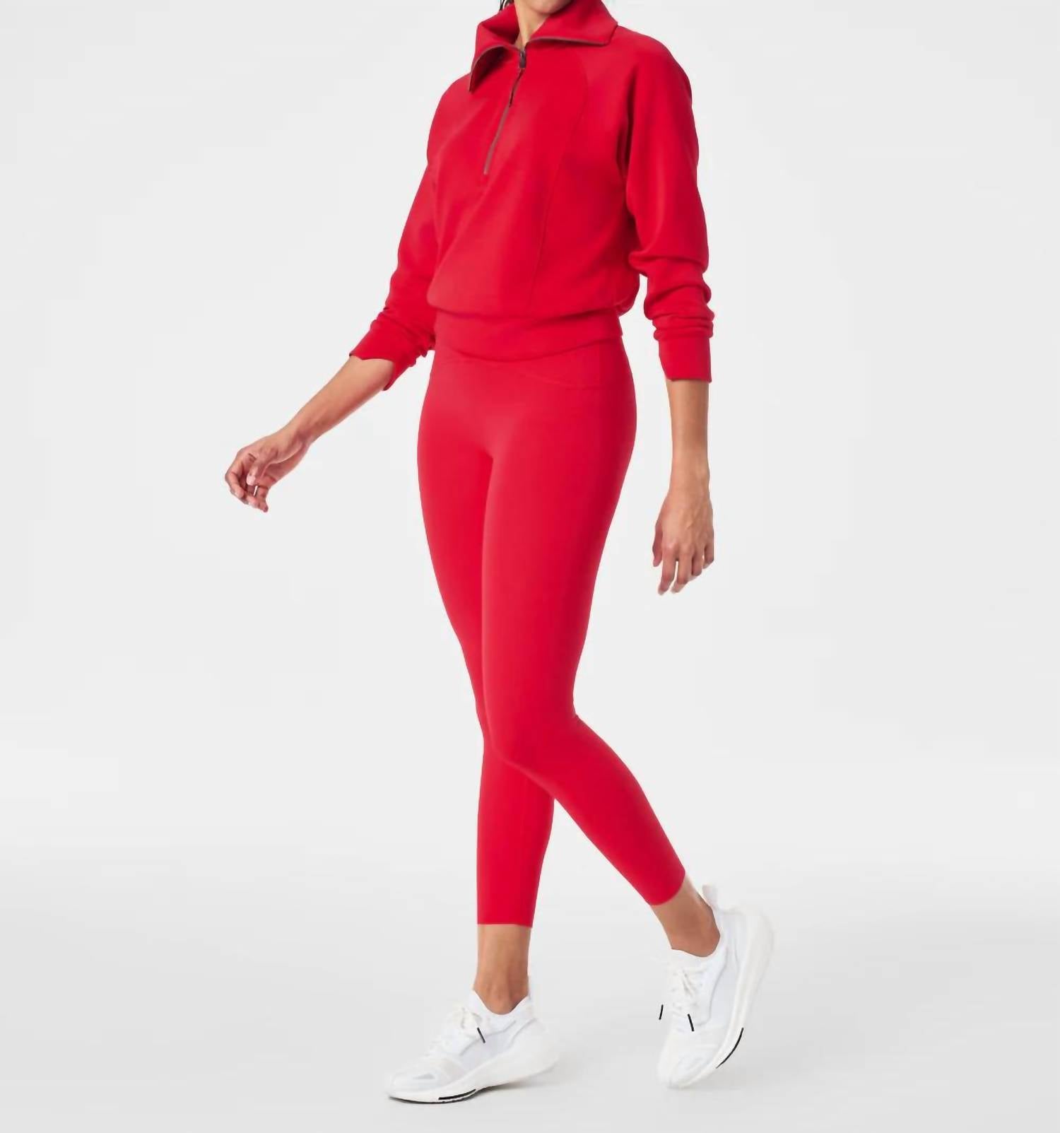 Spanx Booty Boost Active 7/8 Leggings in red 1 - women's pants - detail view