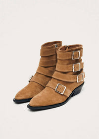 ALOHAS Women's Eras Suede Leather Ankle Boots in tan - women's shoe - detail view