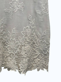 Sheri Bodell Women's Mini Silk Dress With Lace Motiff in egret - women's dress - detail view