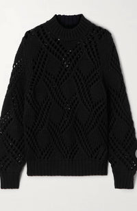 Jil Sander Women's Chunky Lace Knit Sweater in black - women's sweater - alternate view