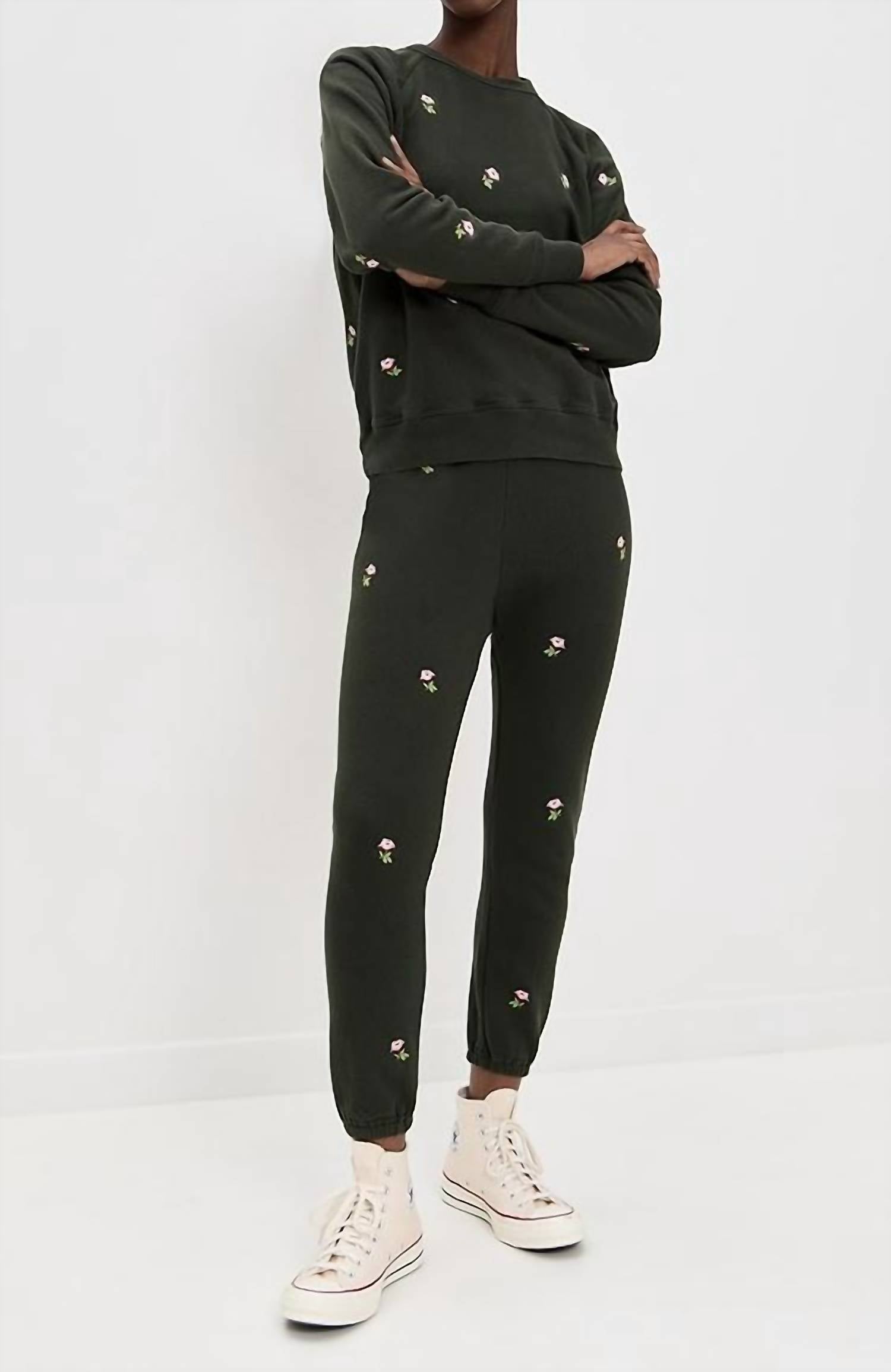 THE GREAT. Stadium Sweatpant in woodland green - women's pants