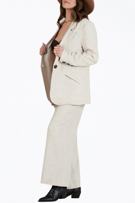 OVERSIZED SINGLE-BREASTED LINEN-BLEND BLAZER