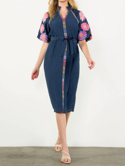 Thml - Indigo Bloom Puff Sleeve Dress