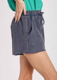 Umgee - Washed Raw Hem Gauze Shorts